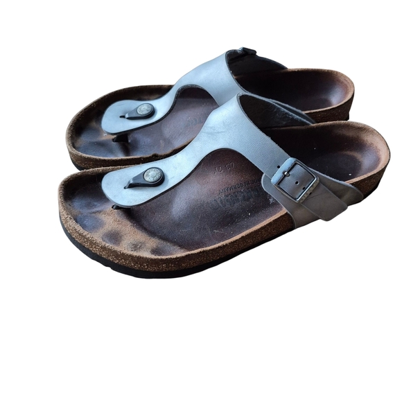 39 Gray Birkenstock Leather Sandals with Buckle - Picture 2 of 6